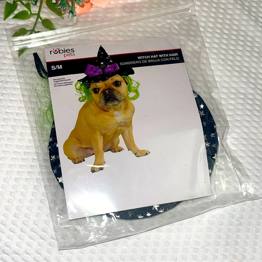 - 🐶- Rubie's Witch Hat with Hair for Dogs - Black and Green